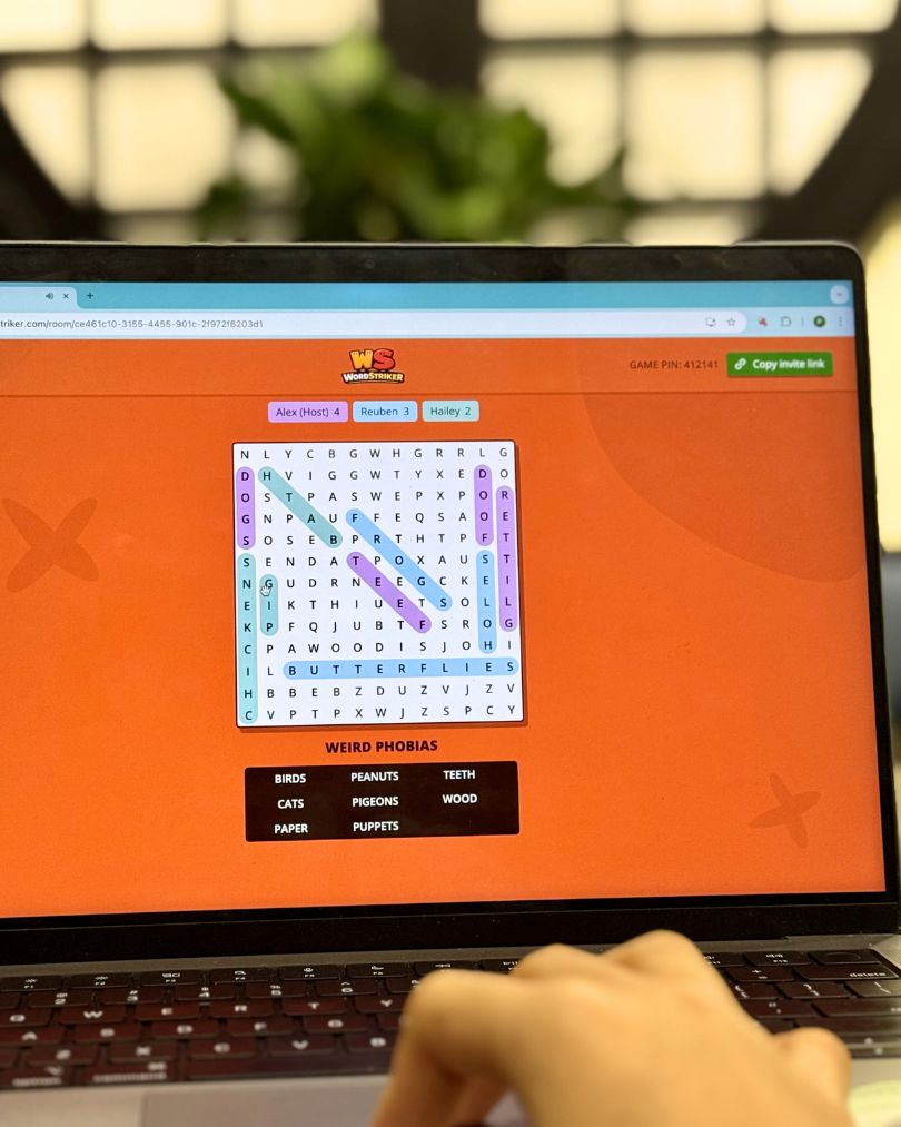 WordStriker game on laptop