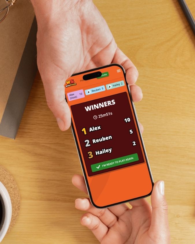 WordStriker winners screen on phone